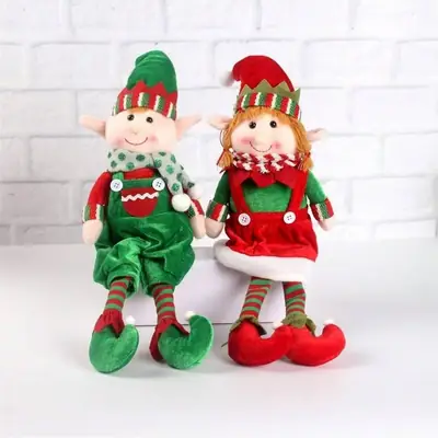 Christmas Leg-Hanging Elf Sitting Posture Figurine for Kids