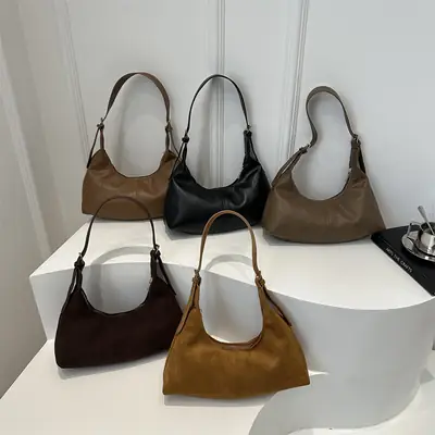 Vintage PU Leather Shoulder Bag Tan 2024