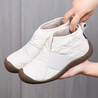 Women's White Fleece Winter Boots Thickened High Snow