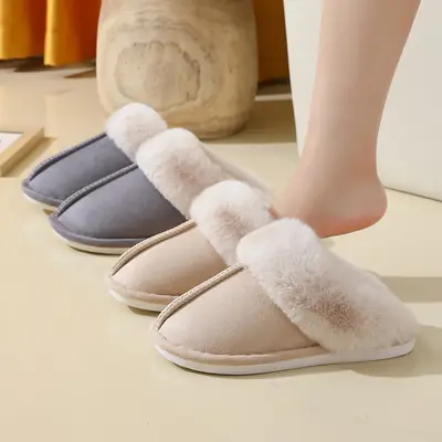 Simple cotton slippers women plush home autumn and winter explosions couples warm non-slip men's and women's cotton slippers cross-border wholesale