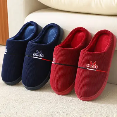 20246 New Autumn and Winter Cotton Slippers for Women and Couples, Indoor Home Use, Non-Slip Thick-Soled Maternity Slippers with Closed Heel