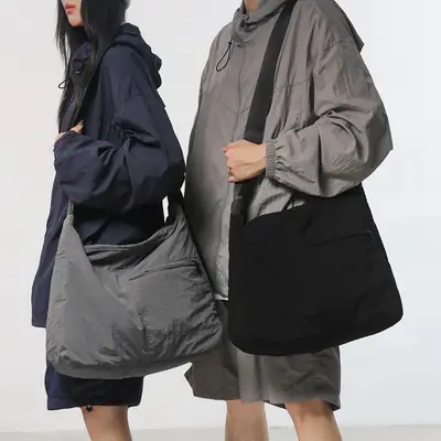 Large Capacity Crossbody Bag for Men Black Japanese Style