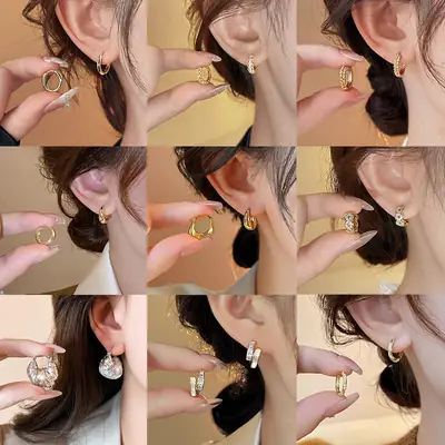 Zircon Leaf Earrings for Women Gold Plated
