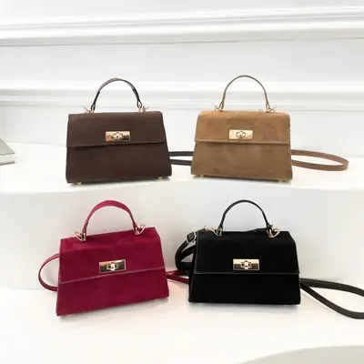 Black Velvet Crossbody Bag for Women 2024 Winter
