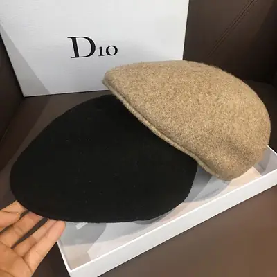 Women Woolen Beret Hat Black Brown Winter Warm Cap
