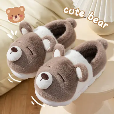 Plush Warm Wool Slippers Women Winter 2024