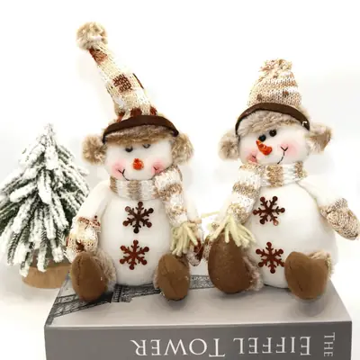 Christmas Snowman Dolls New Warm Brown Knitted Living Room Decor