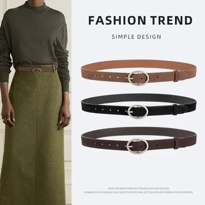 Women's Frosted Genuine Leather Belt Red