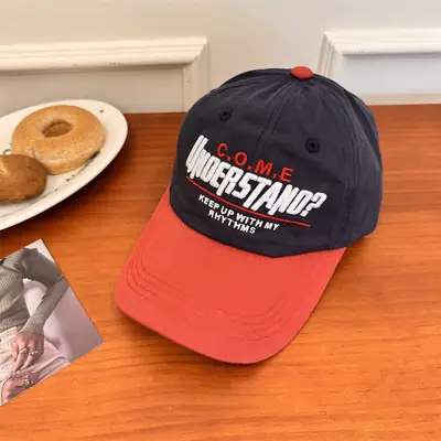 Women Baseball Cap with Bold Graphic Red Orange