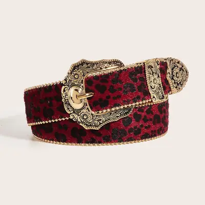 Leopard Print Belt for Women American Style Retro Decorative