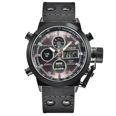 Men's Black Digital Multi-Function Watch with 180° Display