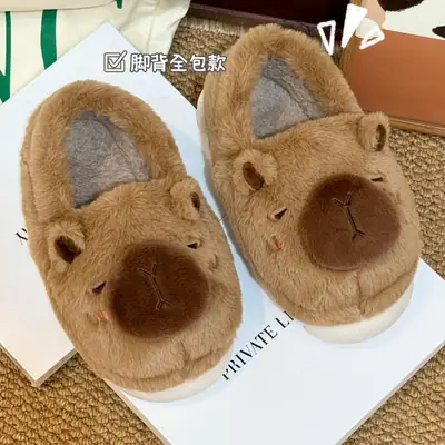 Cute Cotton Slippers for Women in Winter for Men and Women Couples Kapibara Outer Wear Non-Slip Home Indoor Warm Cotton Shoes Holiday