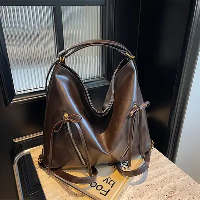 Women's Retro Brown Shoulder Bag 2024 Autumn Winter