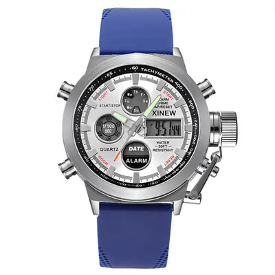 Men's Sport Chronograph Watch with Brown Silicone Band