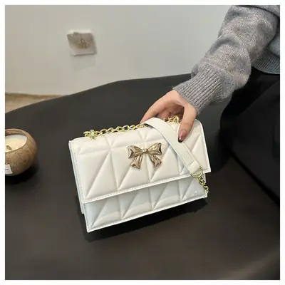 White Square Butterfly Bag with Magnetic Buckle