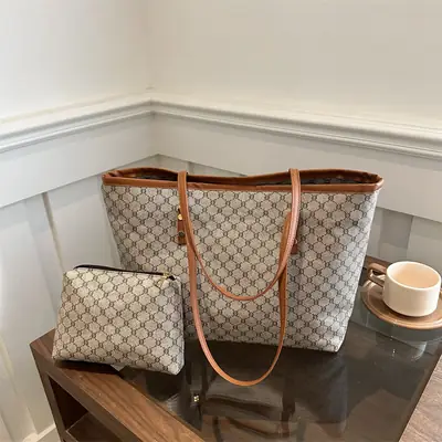 Vintage Brown Patterned Shoulder Bag for Women 2024