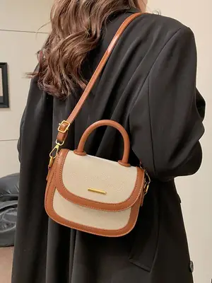 Women Saddle Bag Saddle Crossbody 2026 Retro Color Blocking