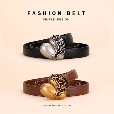 Women's Cowhide Belt with Silver Buckle 24cm