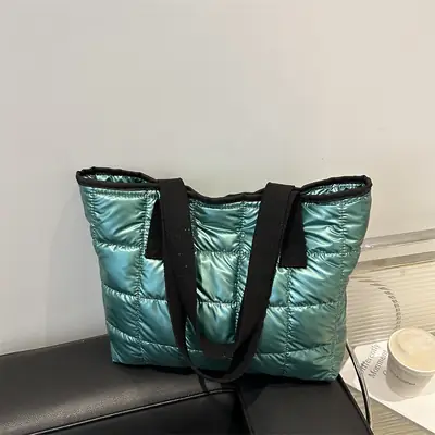 2024 Retro Style Cotton Shoulder Tote Bag Silver Black