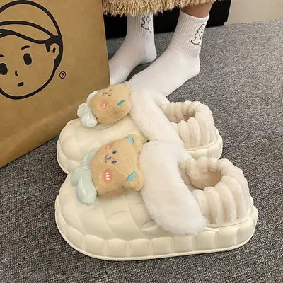 Winter Cotton Slippers for Women Warm Waterproof