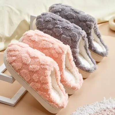 Women's 2024 Cotton Wool Slippers White Non-Slip