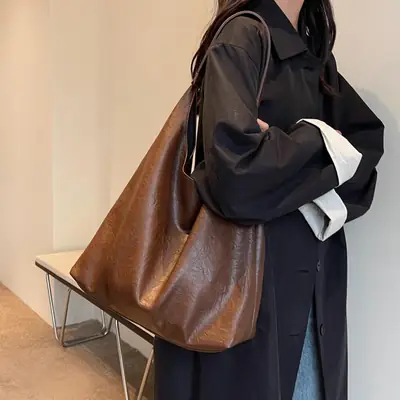 Brown Lazy Style Large Cap Bag for Women
