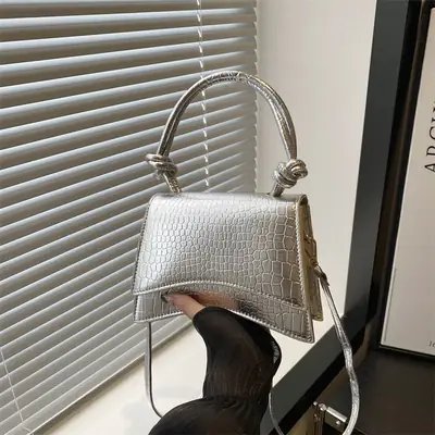 Women's White Croc Patch Crossbody Bag 2024