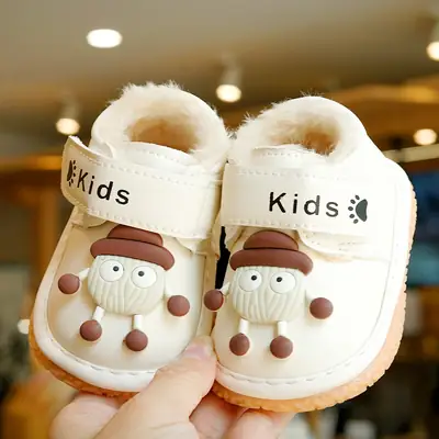 Toddler Shoes Winter fleece-lined Thickened Beginner Baby Shoes 1-2 Years Old Baby Shoes Soft Sole Non-Slip Call Shoes