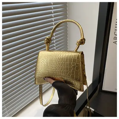 White Croc Quilted Shoulder Bag for Women