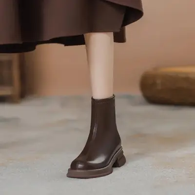Brown Fleece Lined Ankle Boots for Women 2024