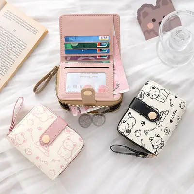 Cute Japanese Style Women's Pocket Belt Wallet with Buckle