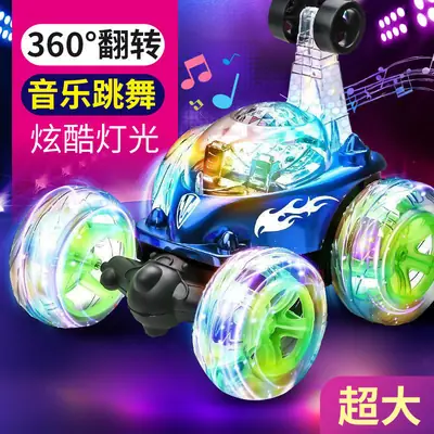 Remote control car stunt rollover car toy cool light music twist car remote control deformation car children's toys wholesale