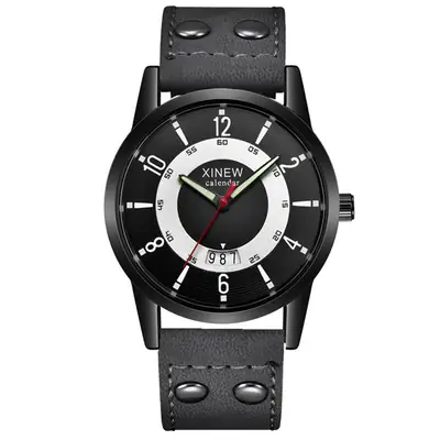Men's Brown Leather Calendar Quartz Watch