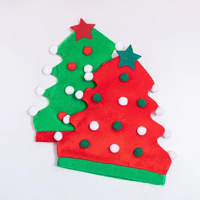 Christmas Elf Hats Red Green Felt Decor