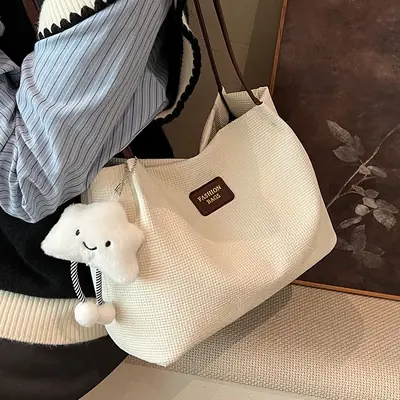 Women's Large Capacity Shoulder Bag Cream New Autumn