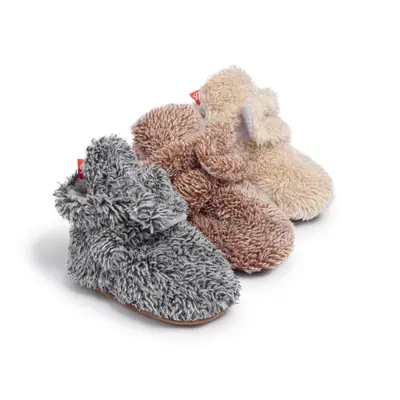 2024 Spring and Autumn New Baby Socks Shoes Plush Non-slip Soft Bottom Baby Toddler Shoes Warm Velcro Shoes