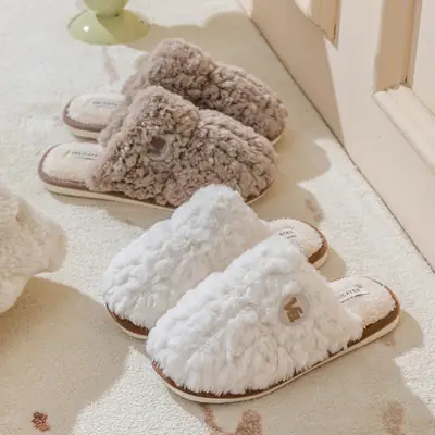Cixi Cotton Slippers Spring and Autumn Men's Winter Home Indoor Non-slip Home Warm Couple's Winter Fur Plush Men