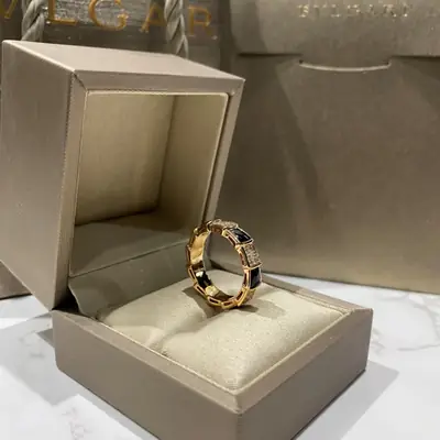 Rose Gold Mother of Pearl Snake Bone Ring