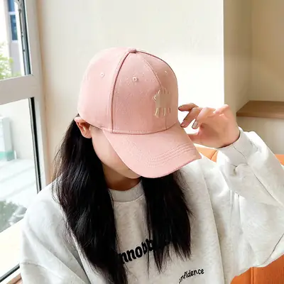 Korean Letter Embroidered Baseball Cap for Women