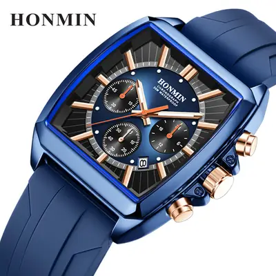 Men's Red Strap Chronograph Watch with 6-Panel Display