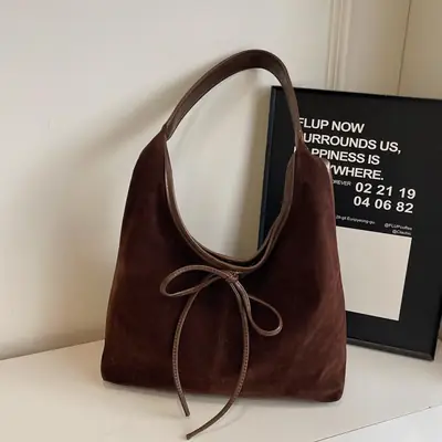 Women's Suede Shoulder Bag Brown Large Capacity