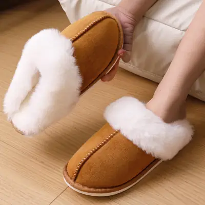 Cross-border Mao Mouth Slippers Temhiyin Home Non-slip TPR Bottom Fashionable Simple Mao Mouth Slippers Cotton Slippers for Women