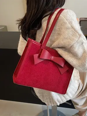 Red Bow Shoulder Bag for Women 2024 New