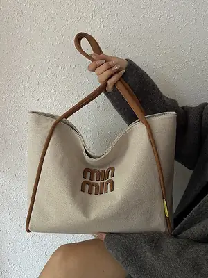 Minmin Canvas Tote Bag Large Capacity Grey