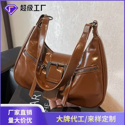 Women's Vintage Maillard Shoulder Crossbody Bag Brown Silver