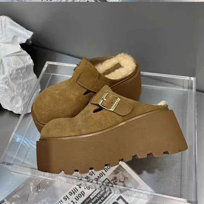Women's Fleece Lined Baotou Slippers Brown 2024