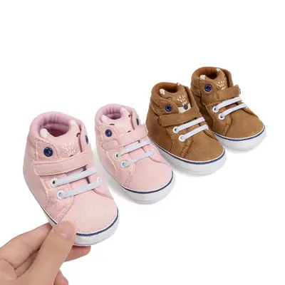 Cross-Border 0-1 Year Old Baby Shoes, Breathable Cloth-Soled Velcro High-Top Walking Shoes, Non-Slip Casual Shoes Baby Shoes