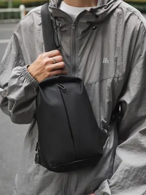 Waterproof Men's Black Satchel Crossbody Bag