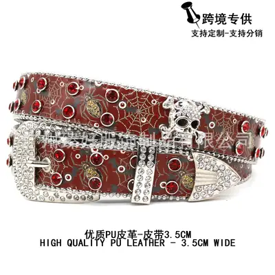 Cross-Country Rhinestone Skull Belt for Men Women