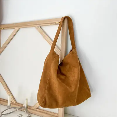 Korean-style Woolen Shoulder Bag Brown Large Capacity